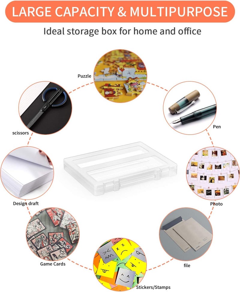 Denkee 8 Pack A4 Paper Organizer Box, Plastic Board Game Storage for Art Supplies 8.5" x 11" US Letter, Portable Scrapbook Paper Organizer Containers for Craft and Arts Storage (2 Inner Size) - Image 3